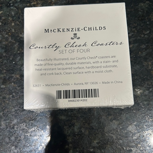 NIB MacKenzie-Childs Courtly Check Coasters Set - Picture 2 of 2